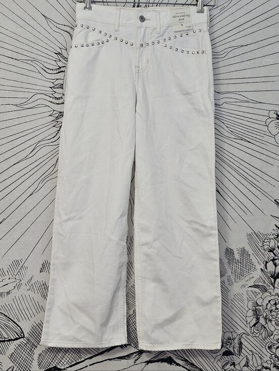 abercrombie kids Other - NWT Abercrombie Kids Ultra Wide Leg White Stud-Accent High Rise Jeans 11/12
